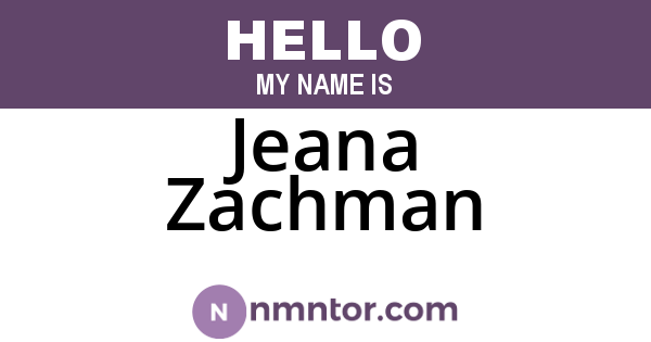 Jeana Zachman