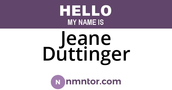 Jeane Duttinger