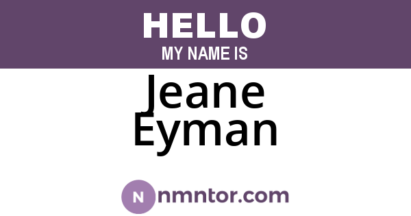 Jeane Eyman