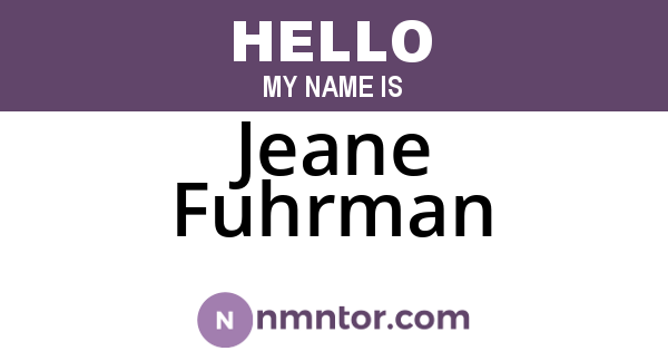 Jeane Fuhrman