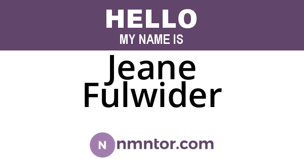 Jeane Fulwider