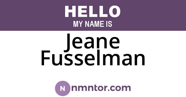 Jeane Fusselman