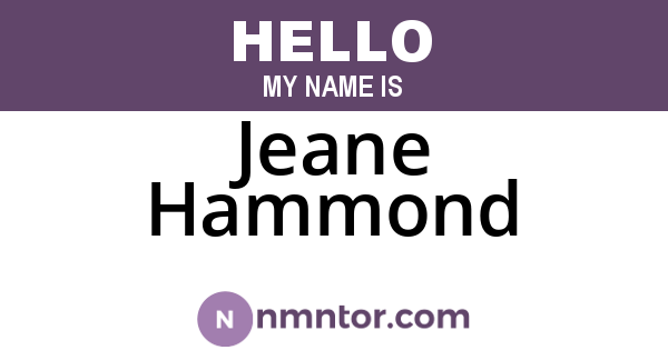 Jeane Hammond