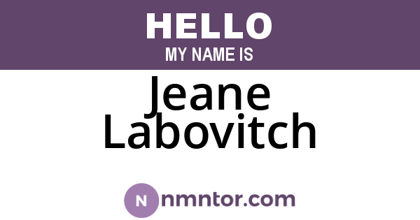 Jeane Labovitch