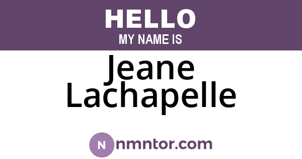 Jeane Lachapelle