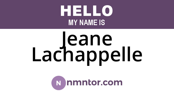 Jeane Lachappelle