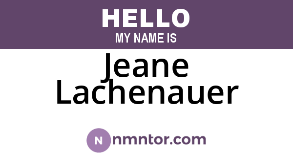 Jeane Lachenauer