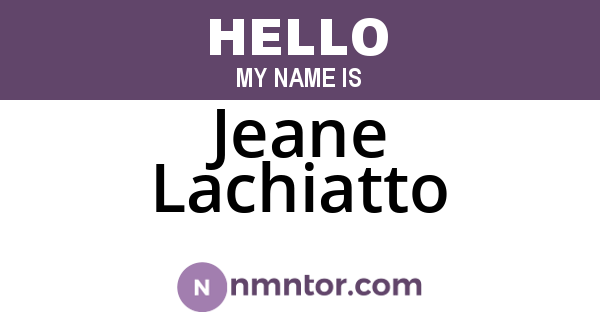 Jeane Lachiatto