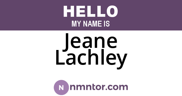 Jeane Lachley