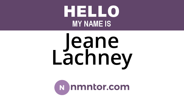 Jeane Lachney