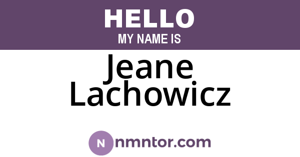 Jeane Lachowicz