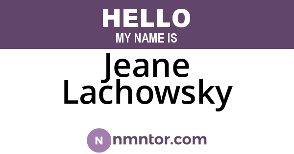 Jeane Lachowsky