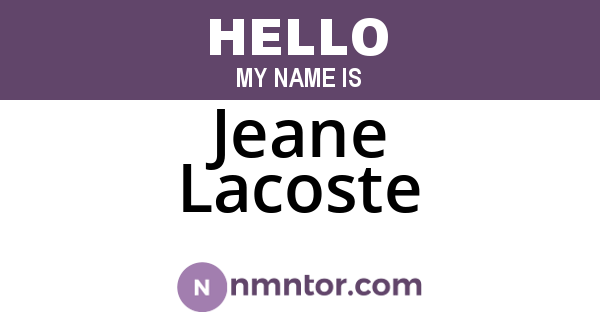 Jeane Lacoste