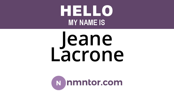 Jeane Lacrone