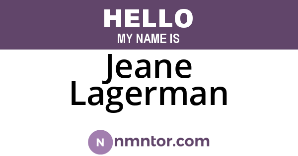 Jeane Lagerman