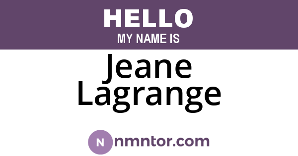 Jeane Lagrange