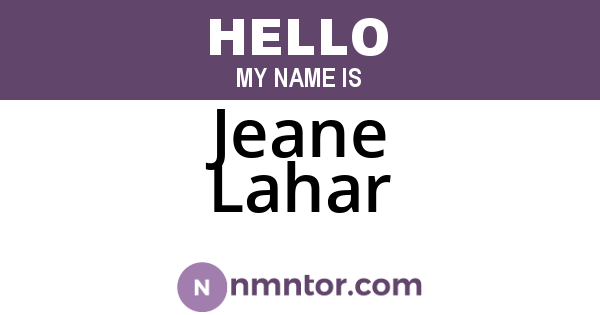 Jeane Lahar