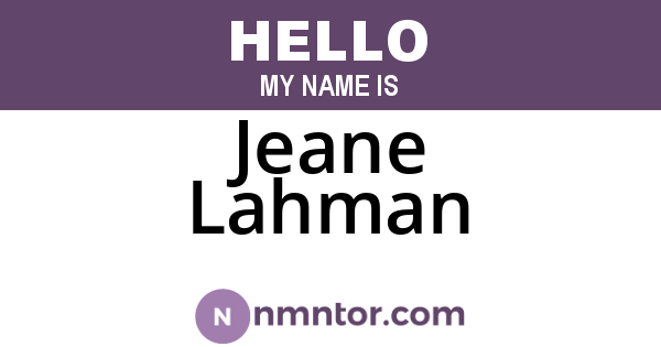 Jeane Lahman