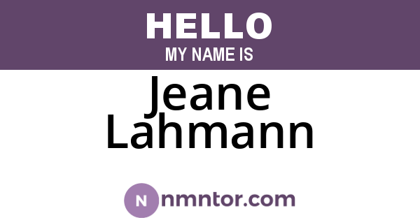 Jeane Lahmann
