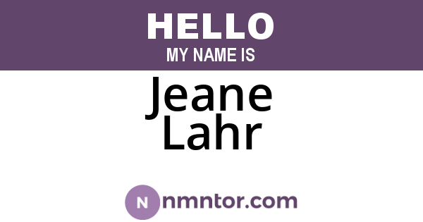 Jeane Lahr