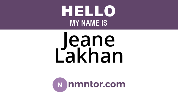 Jeane Lakhan