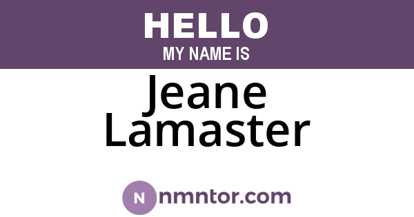 Jeane Lamaster