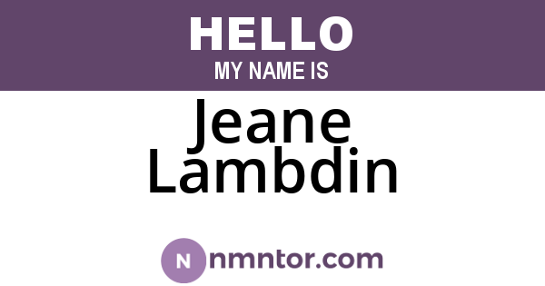 Jeane Lambdin