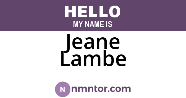 Jeane Lambe