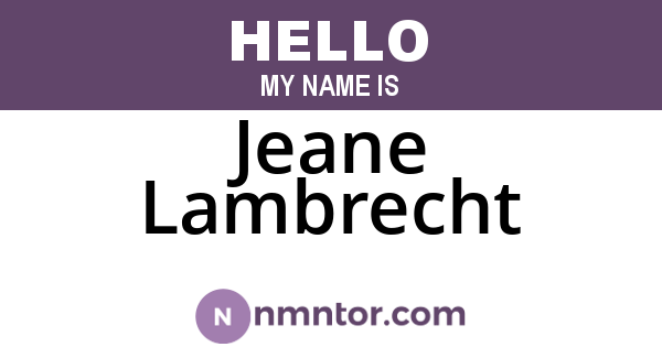 Jeane Lambrecht