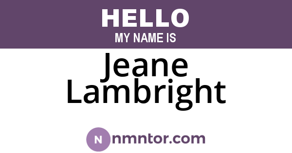 Jeane Lambright
