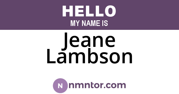 Jeane Lambson