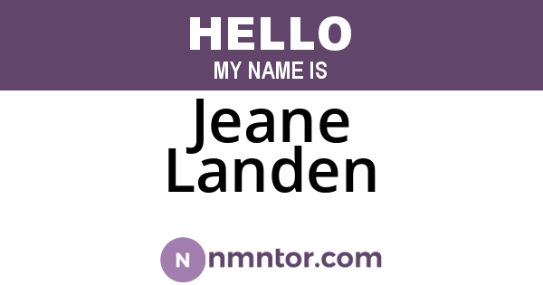 Jeane Landen