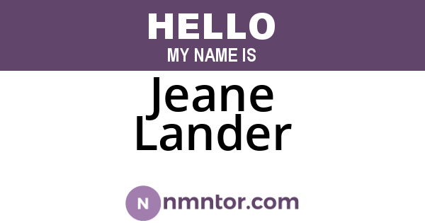 Jeane Lander