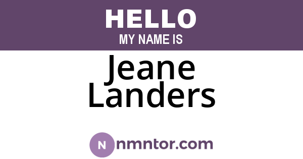 Jeane Landers