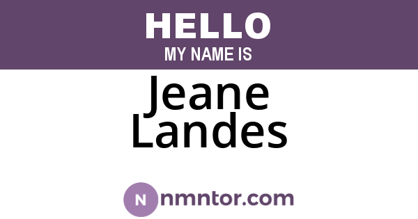 Jeane Landes