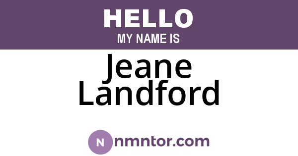 Jeane Landford