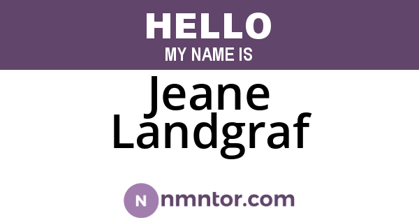 Jeane Landgraf