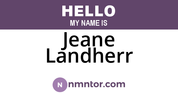 Jeane Landherr