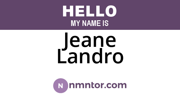 Jeane Landro