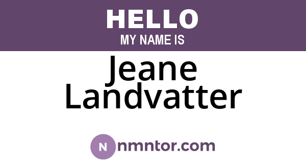 Jeane Landvatter