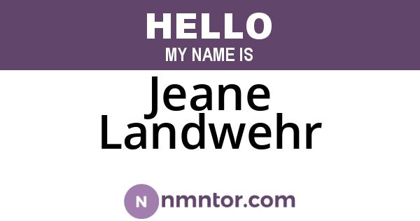 Jeane Landwehr