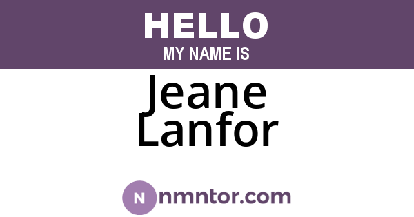 Jeane Lanfor