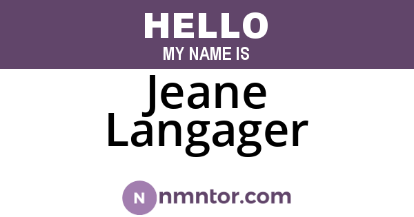 Jeane Langager