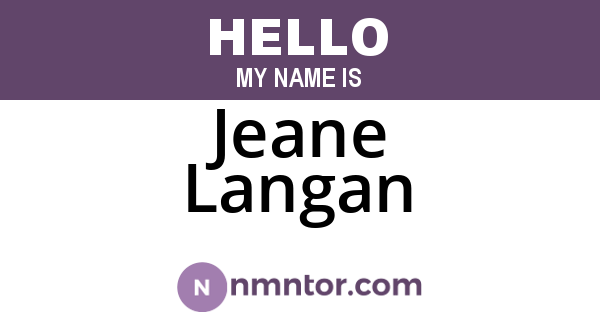 Jeane Langan