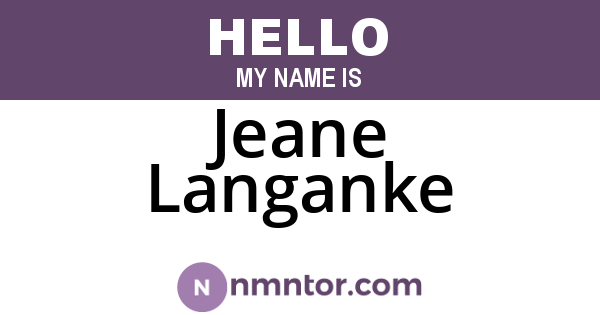 Jeane Langanke