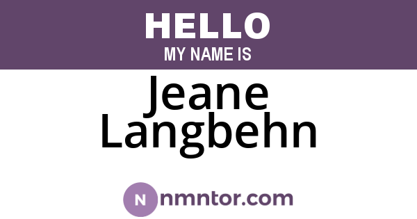 Jeane Langbehn