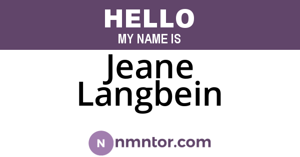 Jeane Langbein