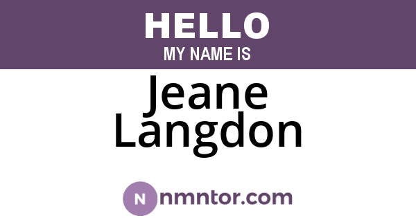 Jeane Langdon