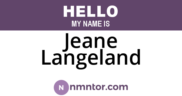 Jeane Langeland