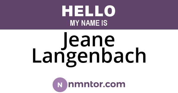 Jeane Langenbach